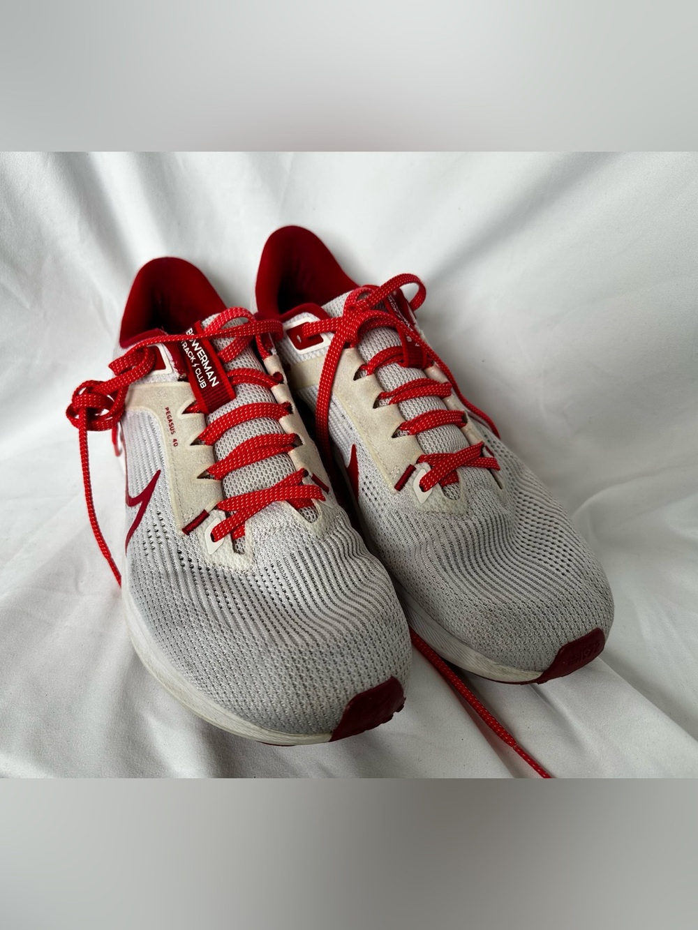 Nike Men's Air Zoom Pegasus 40 Bowerman Track Club- White and Red - Size 9.5